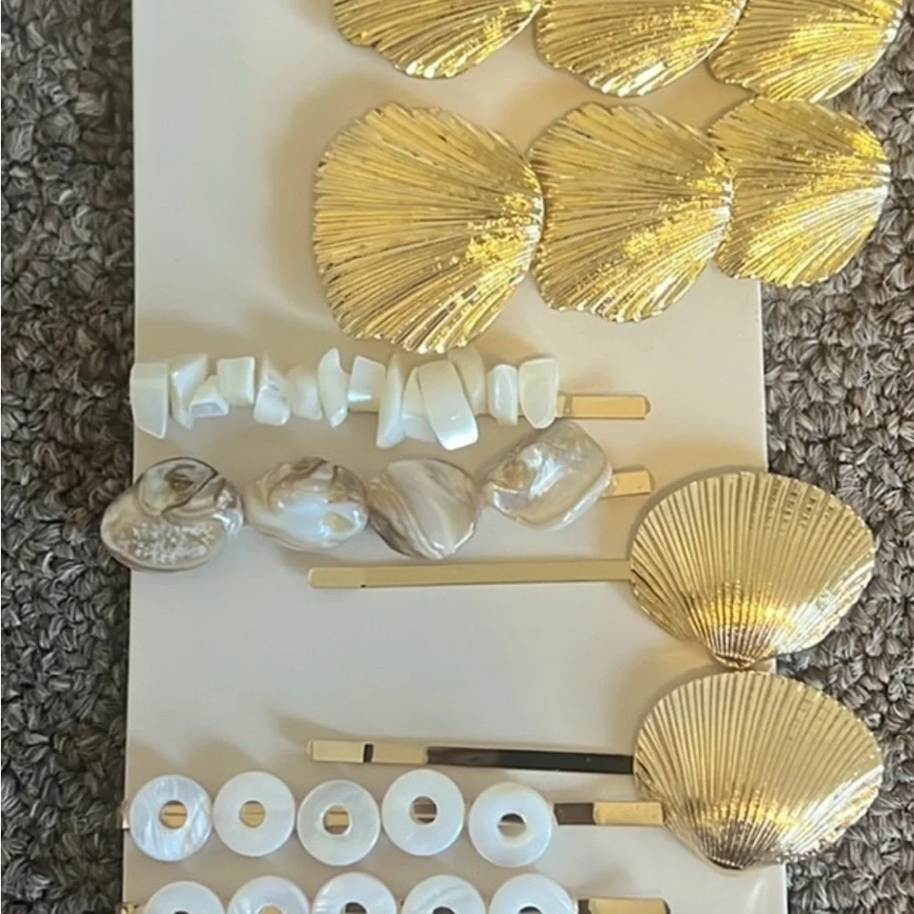 Anthropologie sea life hair clips set of 8 NWT